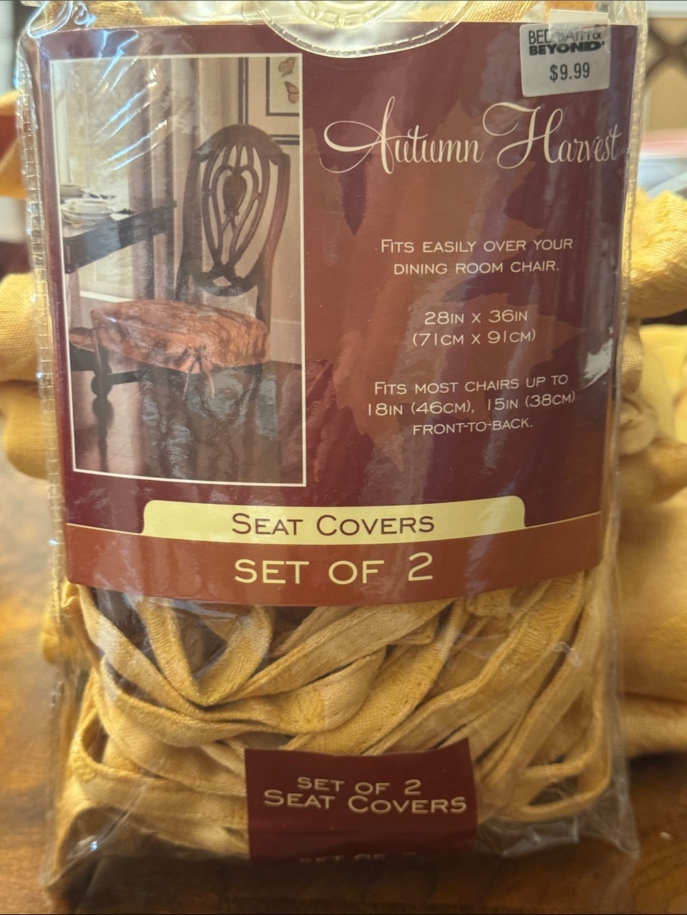 Autumn Harvest dining room chair Gold Seat cushion Covers 5 sets  28“ x 36“